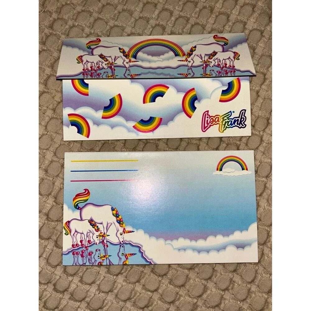 Lisa Frank Unicorn Rainbow Stationery Set - Postalette Collectible EUC